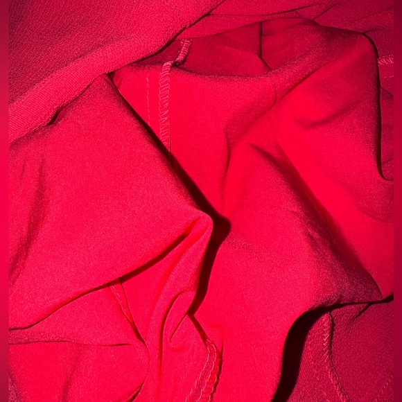 Maggy London Women's Petite Red Crepe Novelty Dress with Sleeve & Neck Shirring - Picture 14 of 15